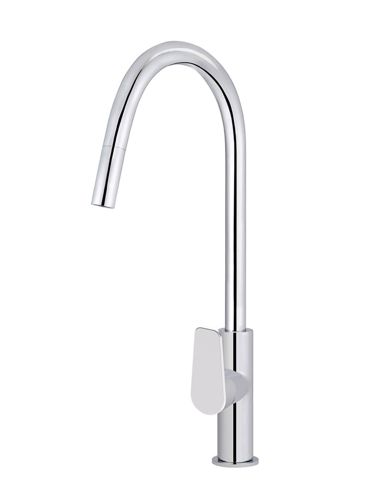 Round Paddle Piccola  Pull Out Kitchen Mixer Tap - Polished Chrome