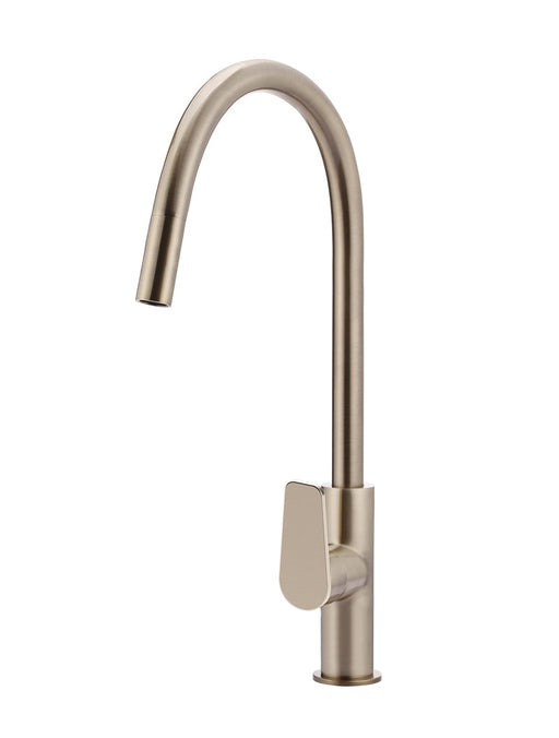 Round Paddle Piccola  Pull Out Kitchen Mixer Tap - Champagne