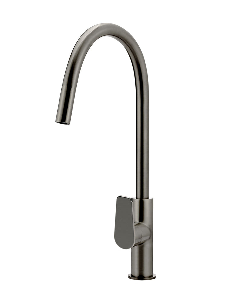 Round Paddle Piccola  Pull Out Kitchen Mixer Tap - Shadow Gunmetal