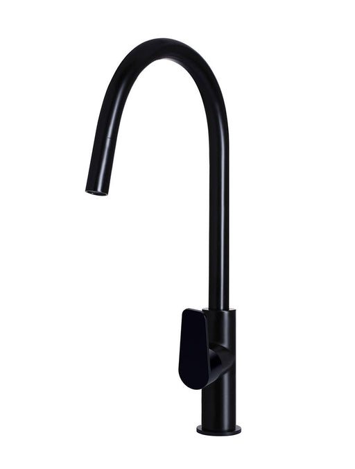 Round Paddle Piccola  Pull Out Kitchen Mixer Tap - Matte Black