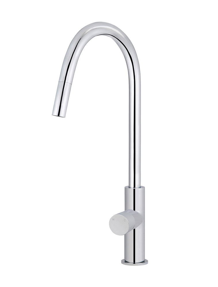 Round Pinless Piccola  Pull Out Kitchen Mixer Tap - Polished Chrome