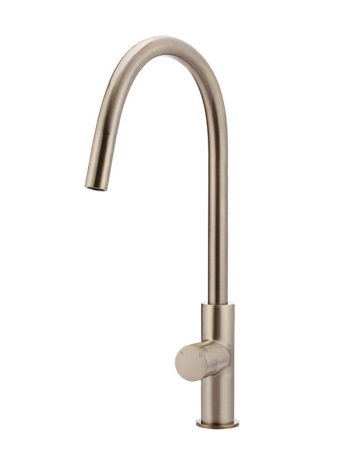 Round Pinless Piccola  Pull Out Kitchen Mixer Tap - Champagne