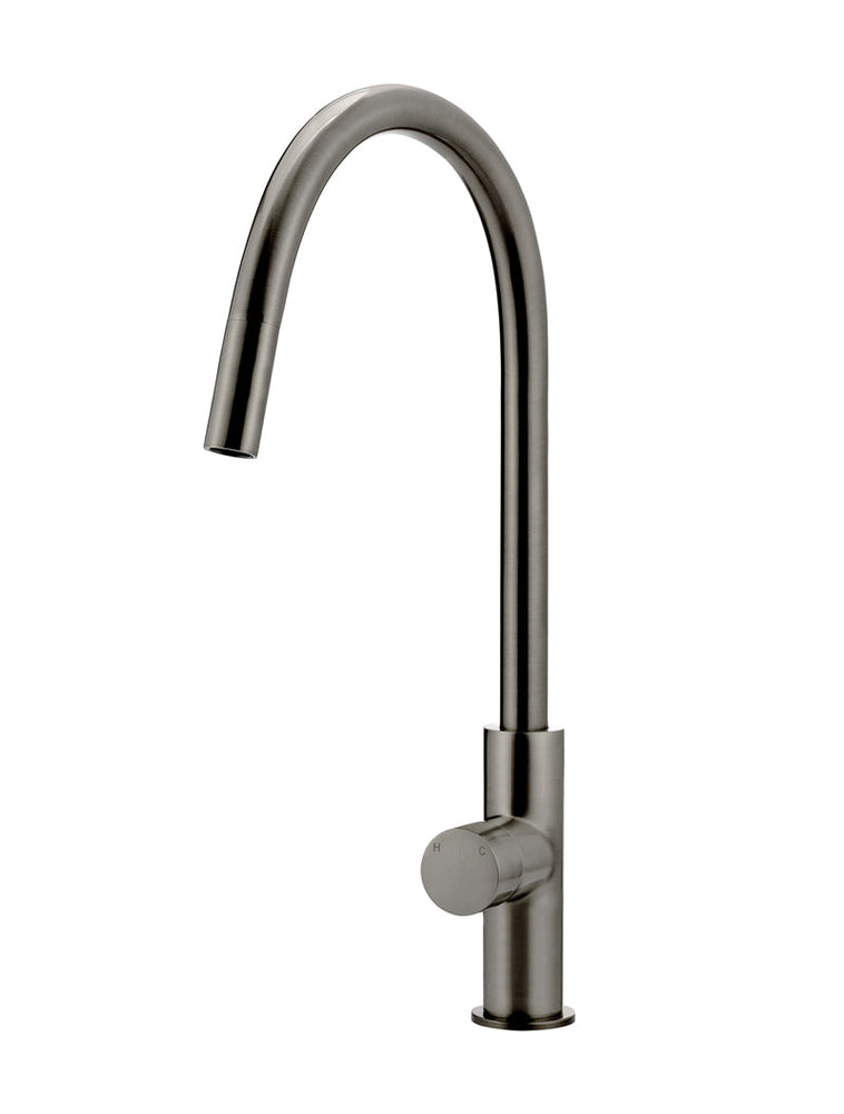 Round Pinless Piccola  Pull Out Kitchen Mixer Tap - Shadow Gunmetal