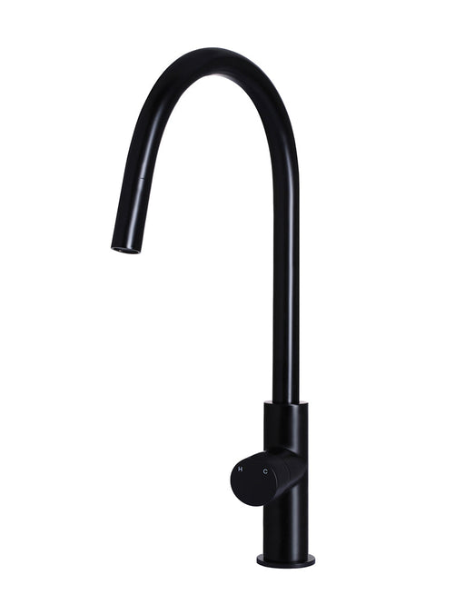 Round Pinless Piccola  Pull Out Kitchen Mixer Tap - Matte Black