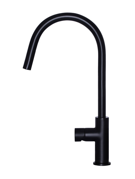 Round Pinless Piccola  Pull Out Kitchen Mixer Tap - Matte Black