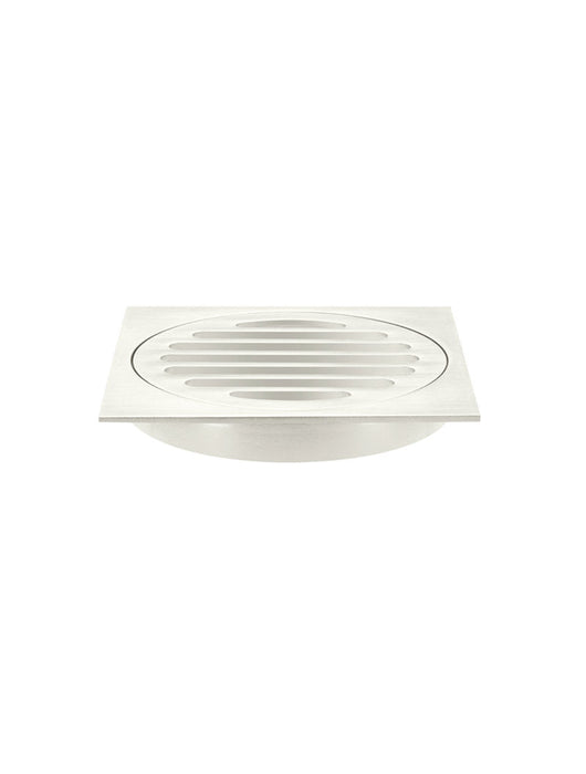 Square Floor Grate Shower Drain 100mm Outlet - Brushed Nickel