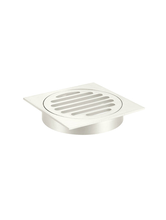 Square Floor Grate Shower Drain 100mm Outlet - Brushed Nickel