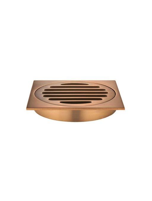Square Floor Grate Shower Drain 100mm Outlet - Lustre Bronze