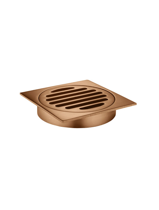 Square Floor Grate Shower Drain 100mm Outlet - Lustre Bronze