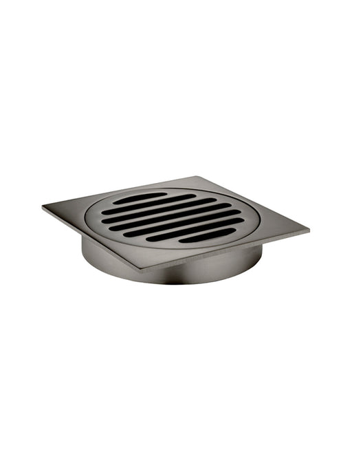 Square Floor Grate Shower Drain 100mm Outlet - Shadow Gunmetal
