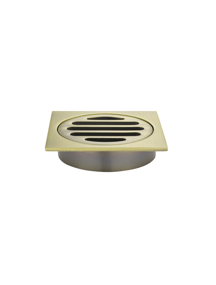 Square Floor Grate Shower Drain 80mm Outlet - Tiger Bronze