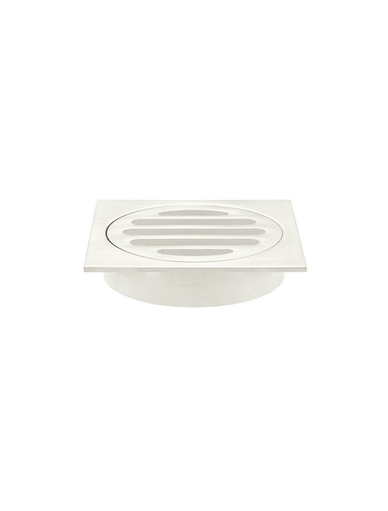 Square Floor Grate Shower Drain 80mm Outlet - Brushed Nickel