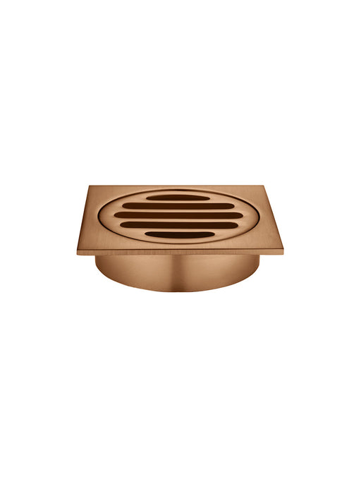 Square Floor Grate Shower Drain 80mm Outlet - Lustre Bronze