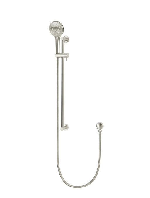 Round Three Function Hand Shower On Rail Column - Brushed Nickel