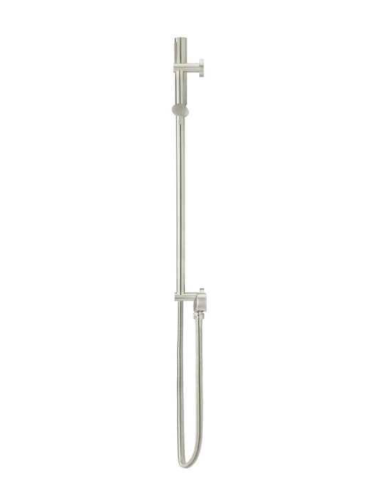 Round Hand Shower On Rail Column - Brushed Nickel