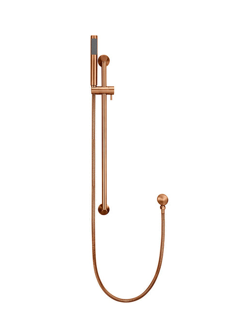 Round Hand Shower On Rail Column - Lustre Bronze