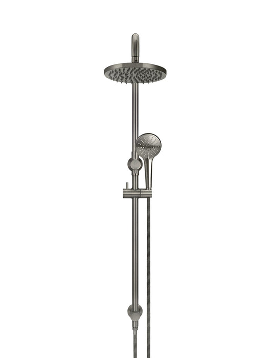 Round Combination Shower Rail, 200mm Rose, Three Function Hand Shower - Shadow Gunmetal