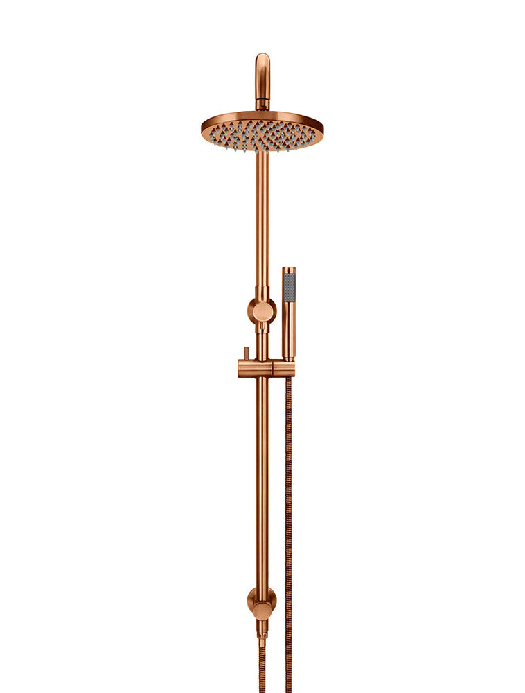 Round Combination Shower Rail, 200mm Rose, Single Function Hand Shower - Lustre Bronze
