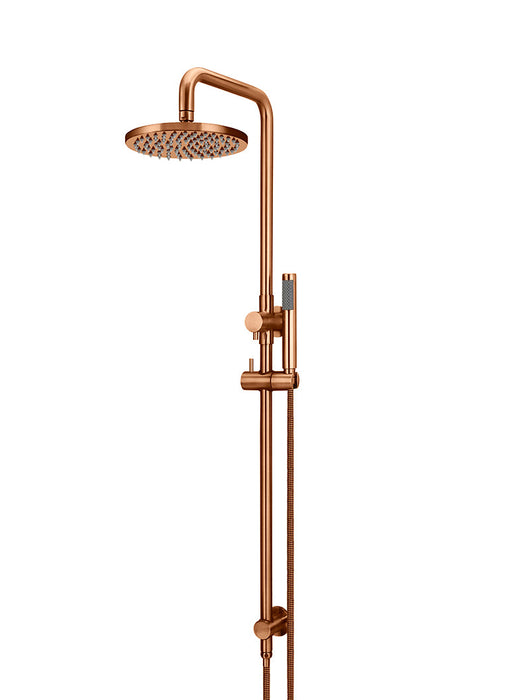 Round Combination Shower Rail, 200mm Rose, Single Function Hand Shower - Lustre Bronze