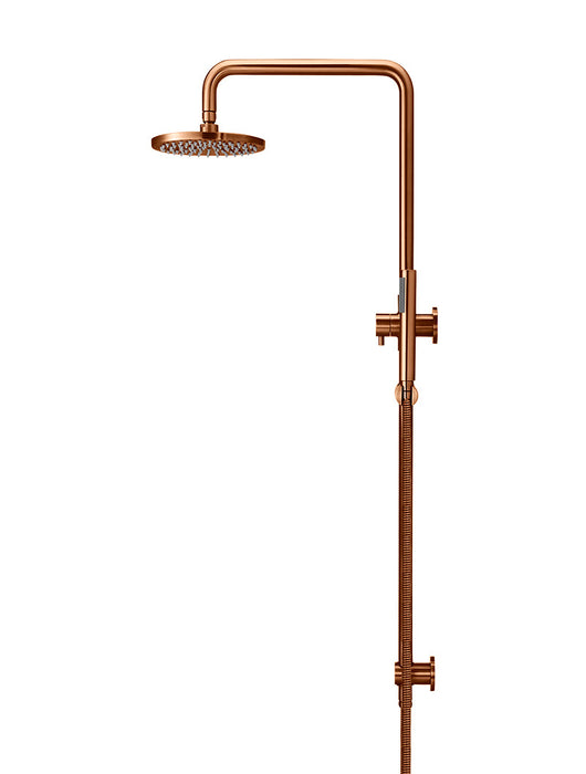 Round Combination Shower Rail, 200mm Rose, Single Function Hand Shower - Lustre Bronze