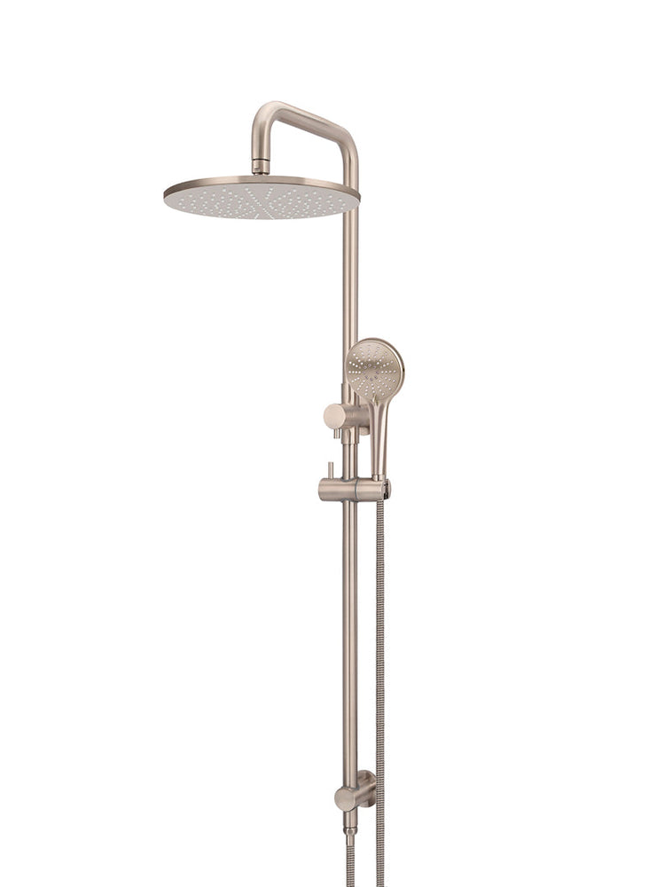 Round Combination Shower Rail, 300mm Rose, Three Function Hand Shower - Champagne