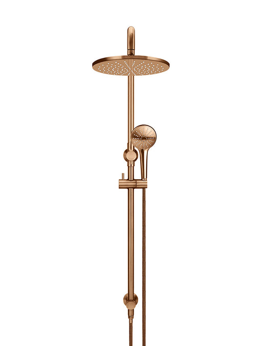 Round Combination Shower Rail, 300mm Rose, Three Function Hand Shower - Lustre Bronze