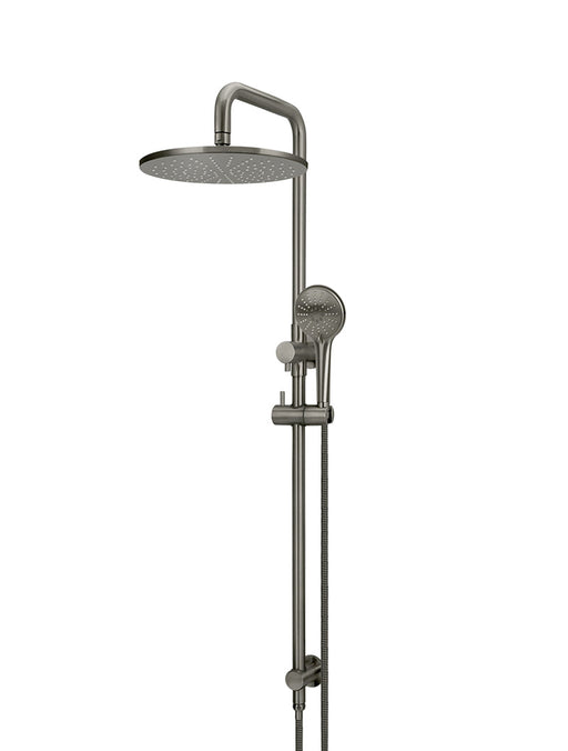 Round Combination Shower Rail, 300mm Rose, Three Function Hand Shower - Shadow Gunmetal