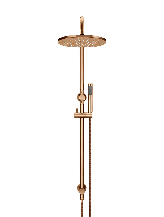 Round Combination Shower Rail, 300mm Rose, Single Function Hand Shower - Lustre Bronze