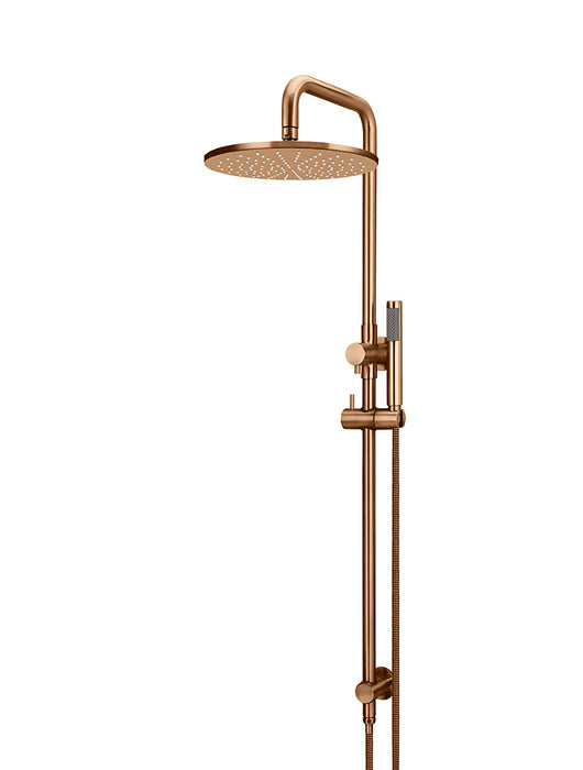 Round Combination Shower Rail, 300mm Rose, Single Function Hand Shower - Lustre Bronze