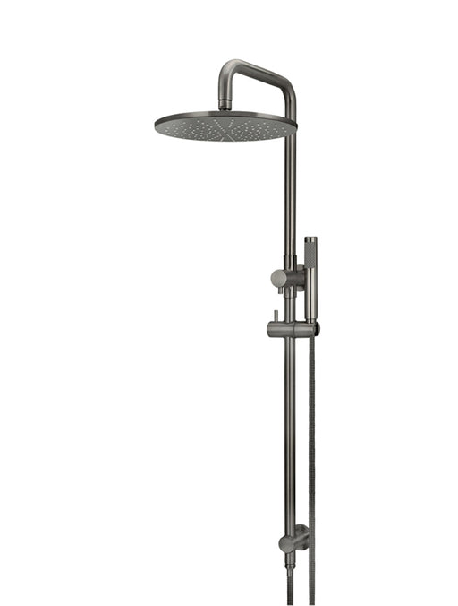 Round Combination Shower Rail, 300mm Rose, Single Function Hand Shower - Shadow Gunmetal