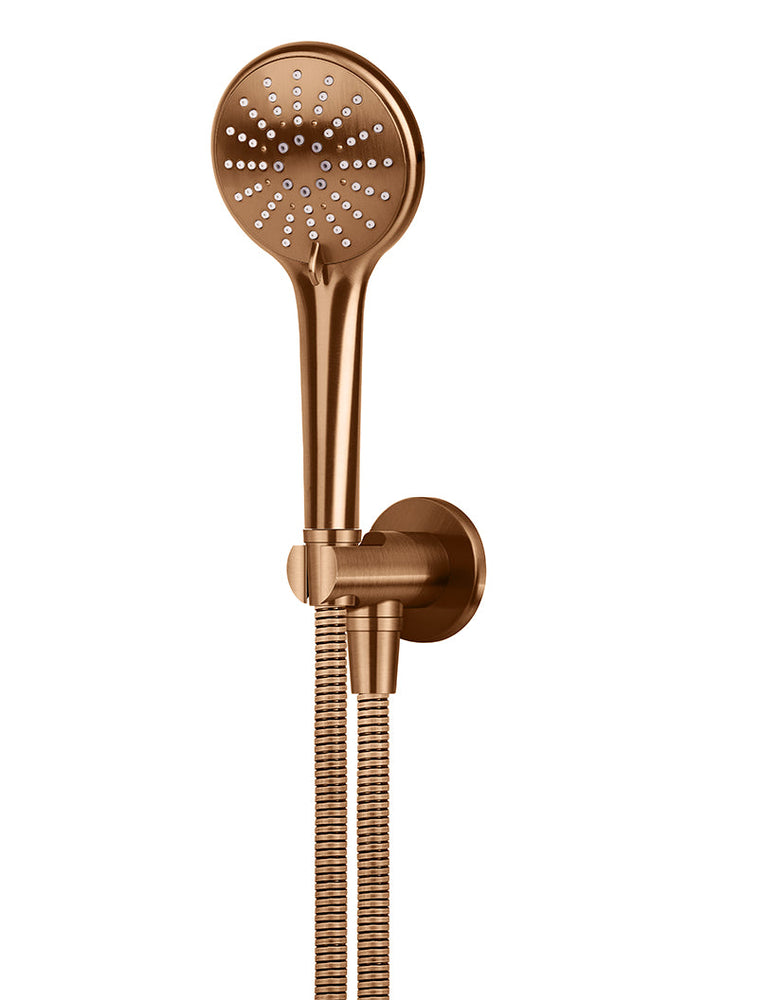 Round Three Function Hand Shower On Fixed Bracket - Lustre Bronze