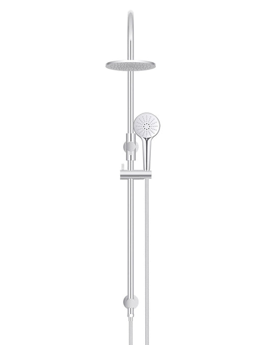 Round Gooseneck Shower Set With 200mm Shower Rose, Three-Function Hand Shower - Polished Chrome