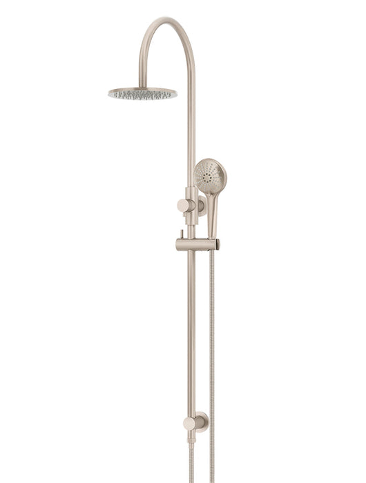 Round Gooseneck Shower Set With 200mm Shower Rose, Three-Function Hand Shower - Champagne