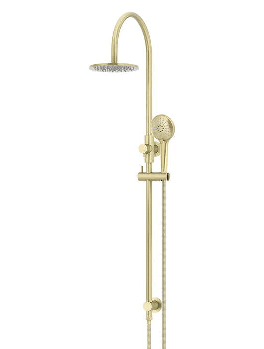 Round Gooseneck Shower Set With 200mm Shower Rose, Three-Function Hand Shower - Tiger Bronze