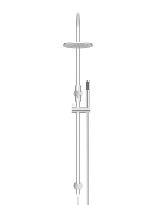 Round Gooseneck Shower Set With 200mm Shower Rose, Single-Function Hand Shower - Polished Chrome