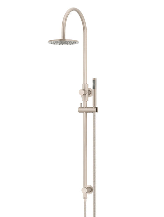 Round Gooseneck Shower Set With 200mm Shower Rose, Single-Function Hand Shower - Champagne