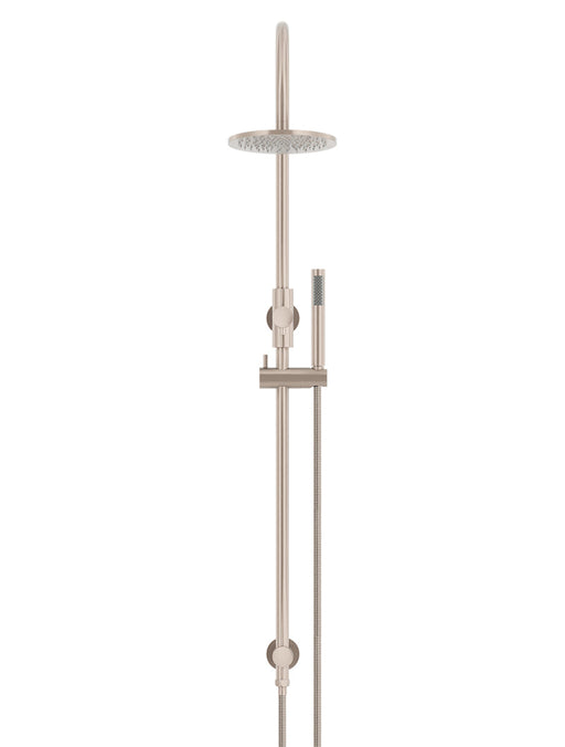 Round Gooseneck Shower Set With 200mm Shower Rose, Single-Function Hand Shower - Champagne