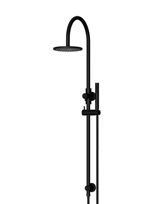 Round Gooseneck Shower Set With 200mm Shower Rose, Single-Function Hand Shower - Matte Black