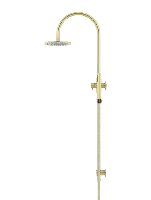 Round Gooseneck Shower Set With 200mm Shower Rose, Single-Function Hand Shower - Tiger Bronze