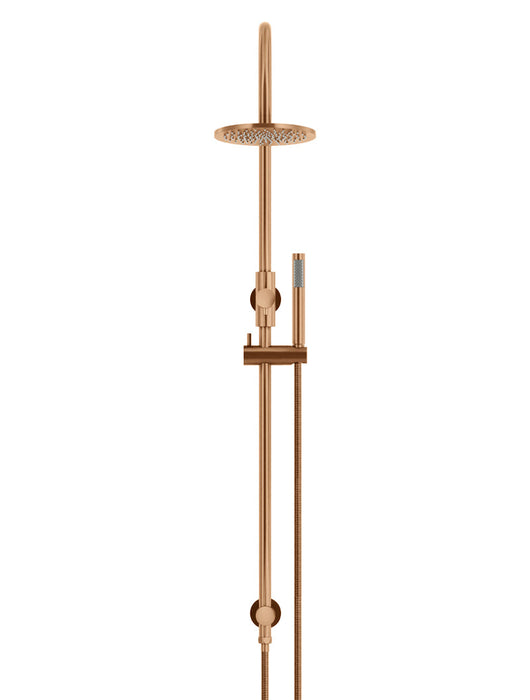 Round Gooseneck Shower Set With 200mm Shower Rose, Single-Function Hand Shower - Lustre Bronze