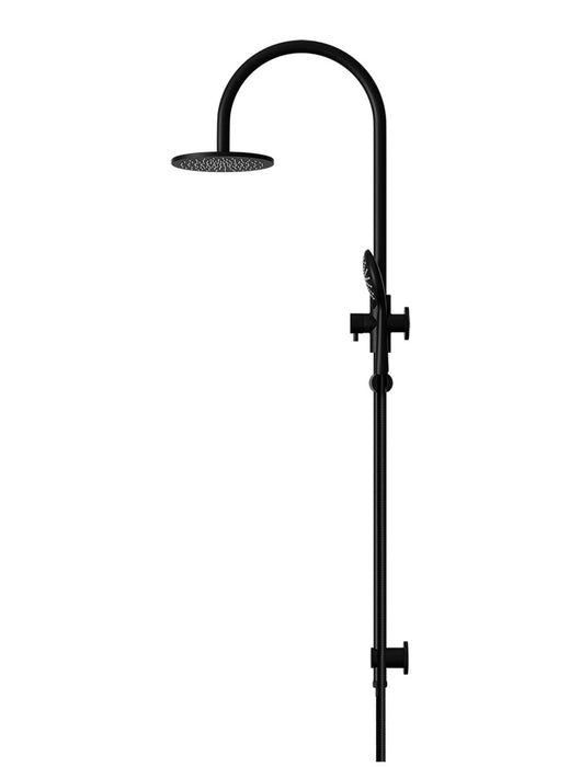 Round Gooseneck Shower Set With 200mm Shower Rose, Three-Function Hand Shower - Matte Black