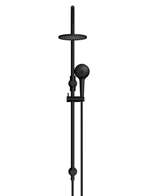 Round Gooseneck Shower Set With 200mm Shower Rose, Three-Function Hand Shower - Matte Black