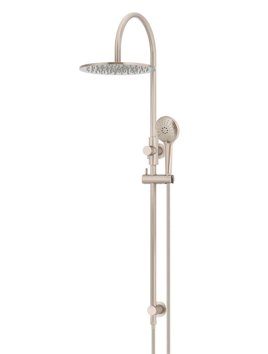 Round Gooseneck Shower Set With 300mm Shower Rose, Three-Function Hand Shower - Champagne