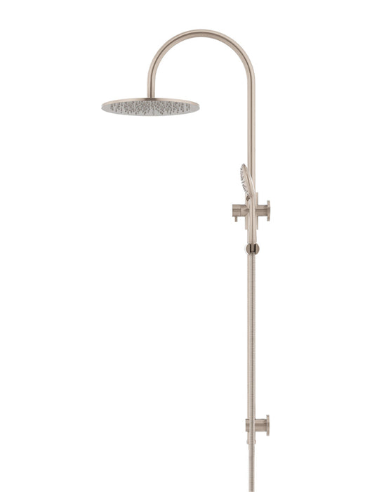 Round Gooseneck Shower Set With 300mm Shower Rose, Three-Function Hand Shower - Champagne