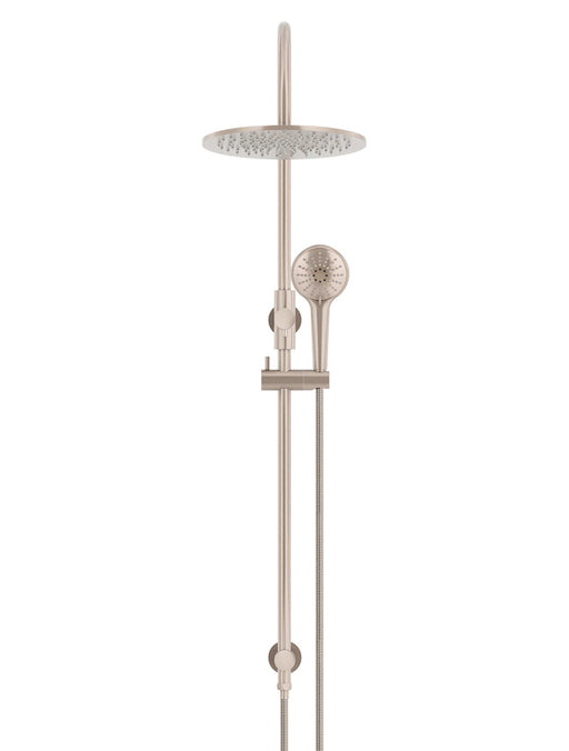 Round Gooseneck Shower Set With 300mm Shower Rose, Three-Function Hand Shower - Champagne