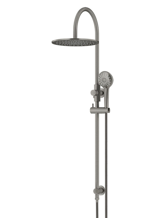Round Gooseneck Shower Set With 300mm Shower Rose, Three-Function Hand Shower - Shadow Gunmetal