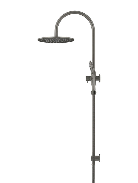 Round Gooseneck Shower Set With 300mm Shower Rose, Three-Function Hand Shower - Shadow Gunmetal