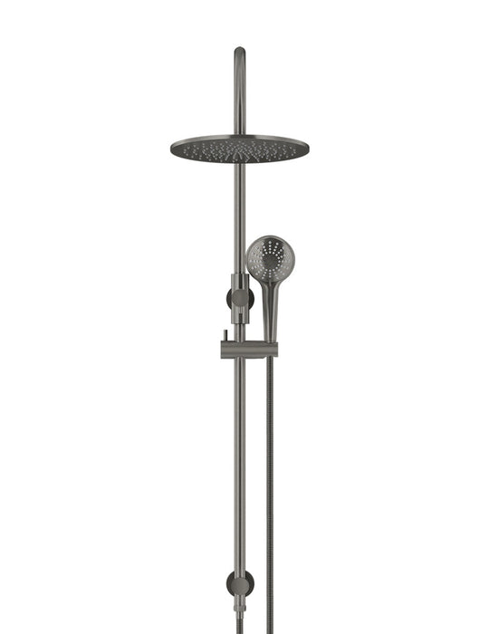 Round Gooseneck Shower Set With 300mm Shower Rose, Three-Function Hand Shower - Shadow Gunmetal