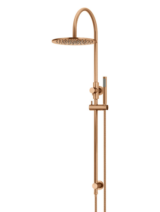 Round Gooseneck Shower Set With 300mm Shower Rose, Single-Function Hand Shower - Lustre Bronze