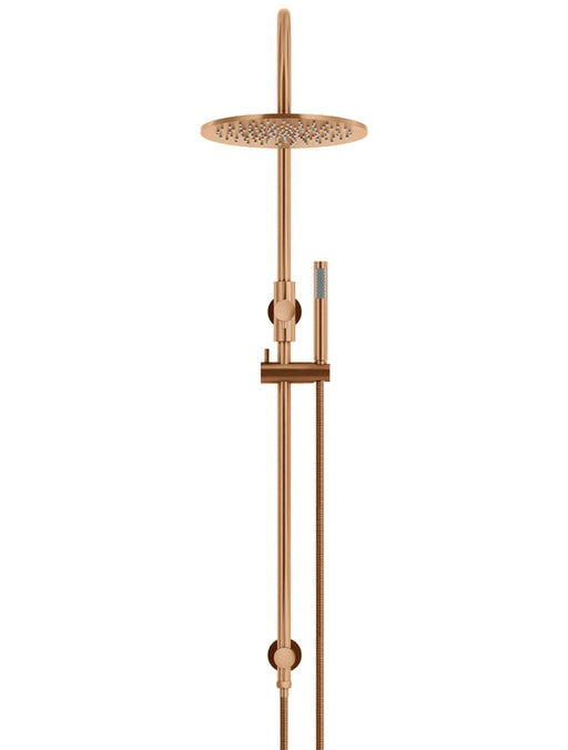 Round Gooseneck Shower Set With 300mm Shower Rose, Single-Function Hand Shower - Lustre Bronze